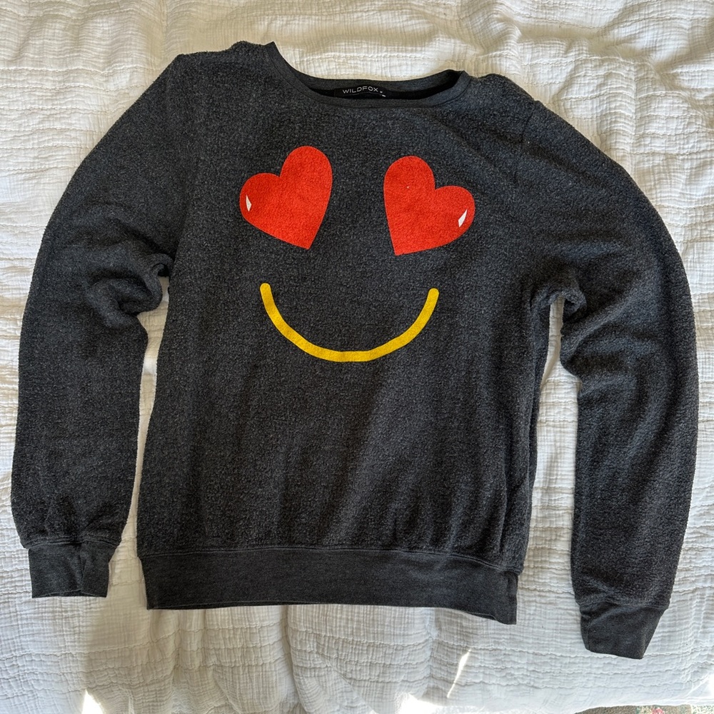 Wildfox Smiling Hearts Pullover Sweatshirt
